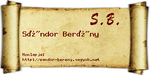 Sándor Berény névjegykártya